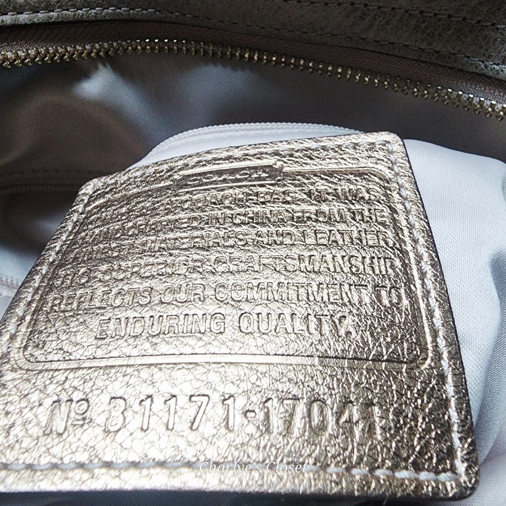 Coach Audrey 17043 Perforated Leather Logo Tote Champagne Metallic Y2K Revival - Picture 12 of 13